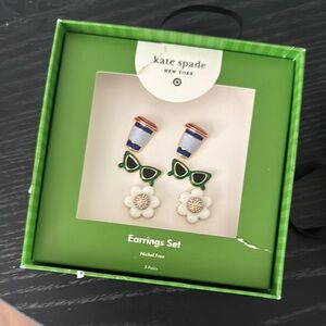 NWT Kate Spade ♠️ 🎯 Collab Women’s Earrings Set - Blue, Green, and White